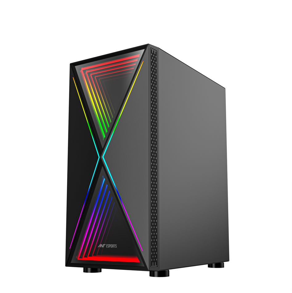 Ant Esports Infinity X (ATX) Mid Tower Cabinet with Tempered Glass Side  Panel (Black)